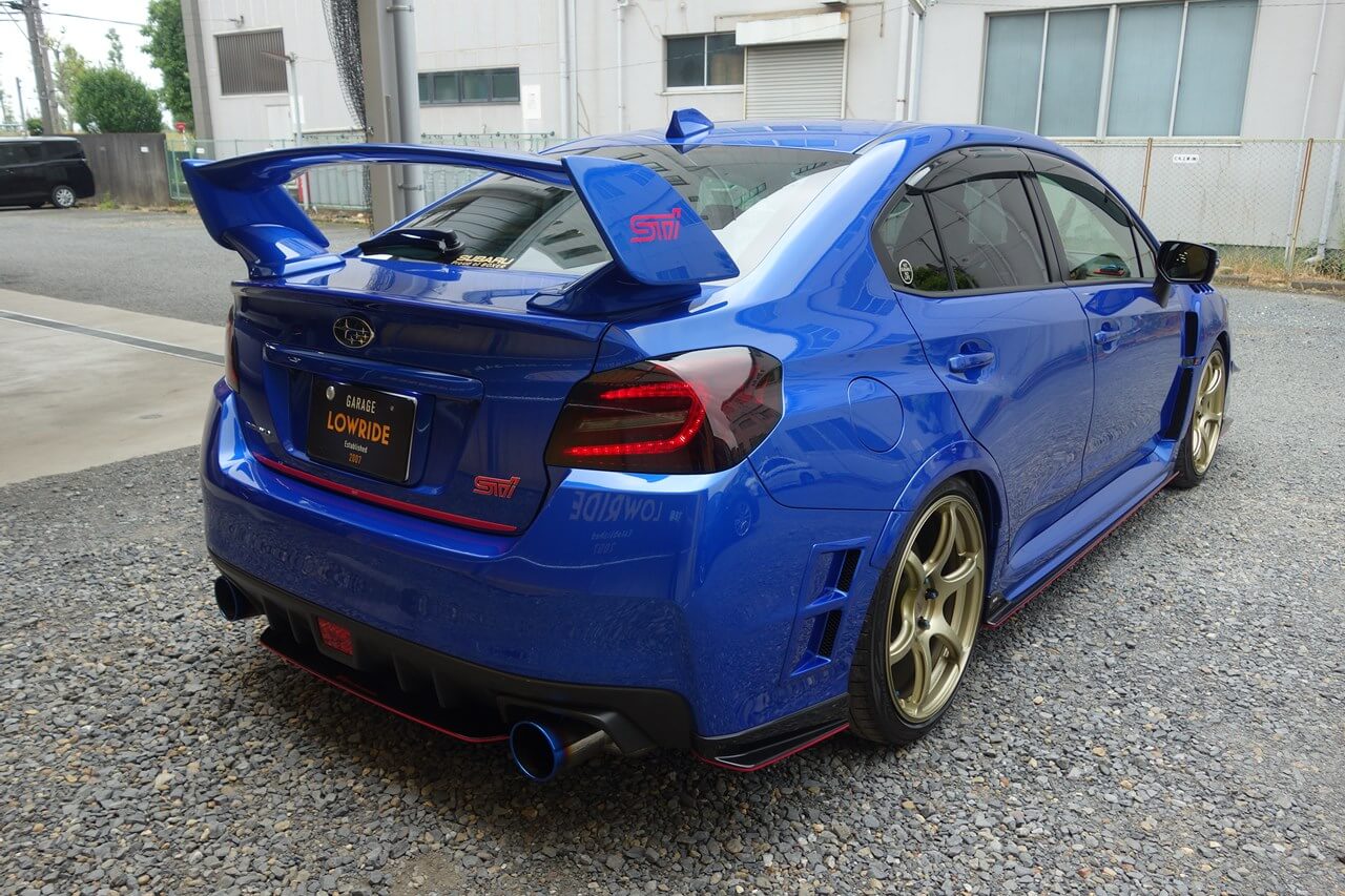 スバル WRX STI 近藤エンジニアリング製トランクスポイラー塗装・取りつけ、前後バンパ、サイドステップキズ修理・塗装  神奈川県よりご来店のリピーター様です – 東京 立川 板金塗装・車の傷・へこみ修理 「ガレージローライド®」